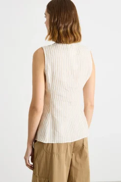 Blusa in tela - Bianco Cammello