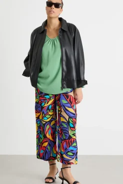 Blusa in tessuto fluido - Verde