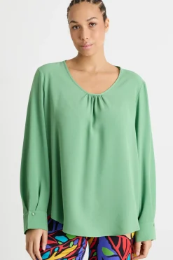 Blusa in tessuto fluido - Verde