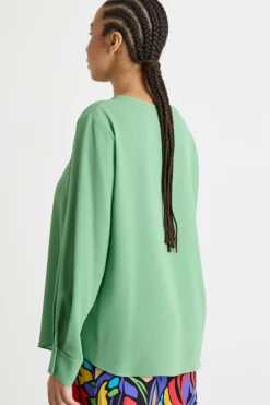 Blusa in tessuto fluido - Verde