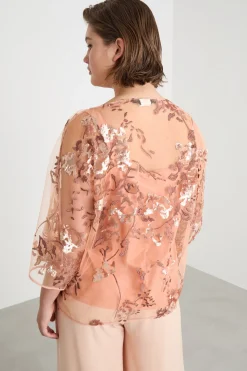 Blusa in tulle con ricamo - Rosa