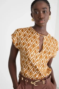Blusa in twill a fantasia - Arancione