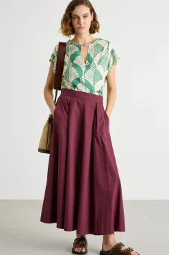 Blusa in twill a fantasia - Verde Avorio