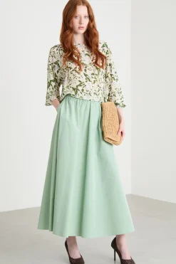 Blusa in twill - Avorio Verde