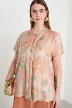 Blusa in twill con maniche a kimono - Rosa