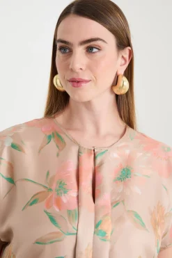 Blusa in twill con maniche a kimono - Rosa