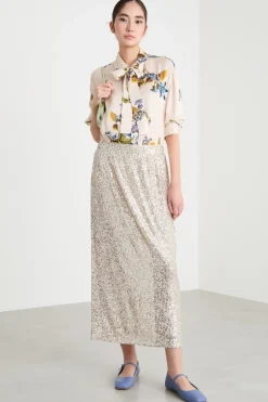 Blusa in twill stampato - Avorio