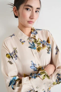 Blusa in twill stampato - Avorio