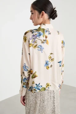 Blusa in twill stampato - Avorio