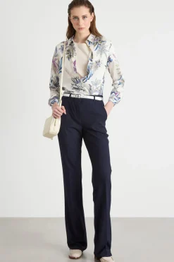 Blusa in twill stampato - Bianco