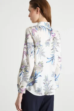Blusa in twill stampato - Bianco