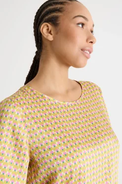 Blusa in twill stampato - Giallo