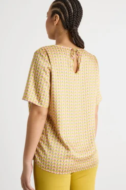 Blusa in twill stampato - Giallo