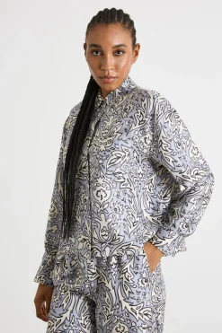 Blusa in twill stampato - Lilla