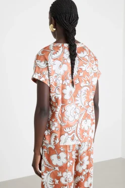 Blusa in twill stampato - Rosa