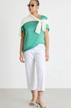 Blusa in twill stampato - Verde