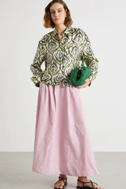 Blusa in twill stampato - Verde