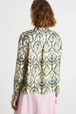 Blusa in twill stampato - Verde