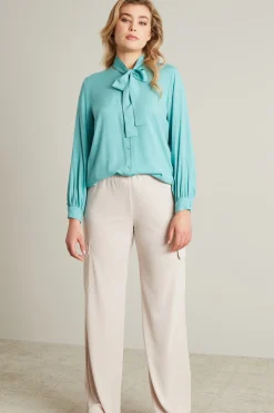 Blusa in viscosa - Azzurro
