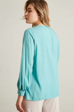 Blusa in viscosa - Azzurro