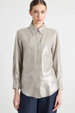 Blusa laminata - Grigio