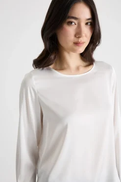 Blusa morbida in twill - Bianco