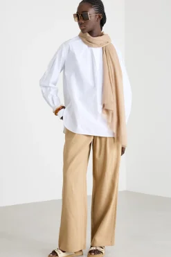 Blusa oversize in popeline stretch - Bianco