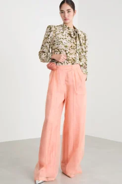 Blusa stampata con fiocco - Verde Rosa Bianco