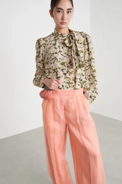 Blusa stampata con fiocco - Verde Rosa Bianco