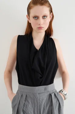 Body con drappeggio - Nero