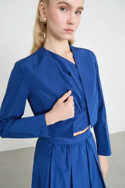 Bolero open-front in taffettà - Blu