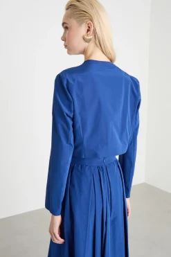Bolero open-front in taffettà - Blu