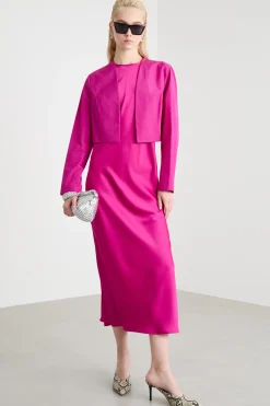 Bolero open-front in taffettà - Fuxia