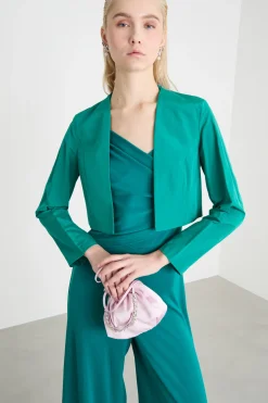Bolero open-front in taffettà - Verde