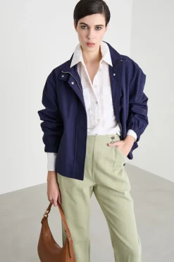 Bomber boxy in ottoman - Blu