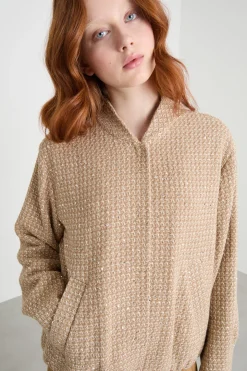 Bomber con paillettes - Cammello