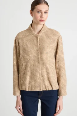 Bomber con paillettes - Cammello