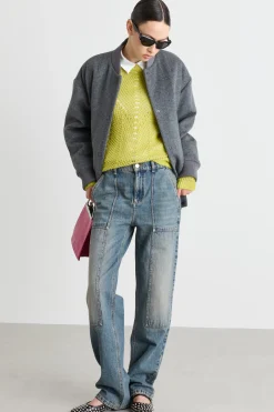 Bomber imbottito con patch - Grigio