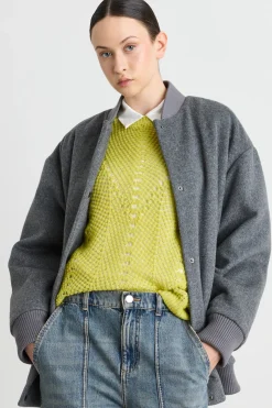 Bomber imbottito con patch - Grigio