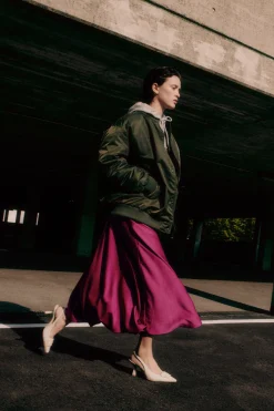 Bomber imbottito in raso tecnico - Verde Kaki