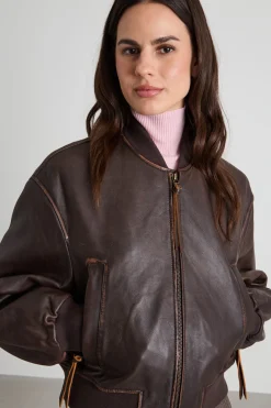 Bomber in nappa - Marrone