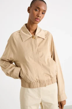Bomber in raso antigoccia - Beige
