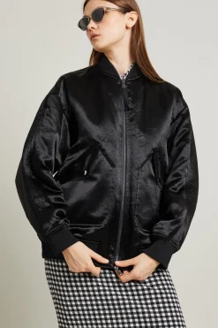 Bomber in raso tecnico - Nero