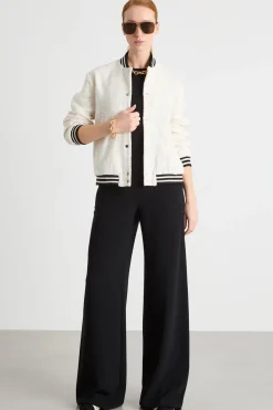 Bomber in stuoia con paillettes - Bianco Nero