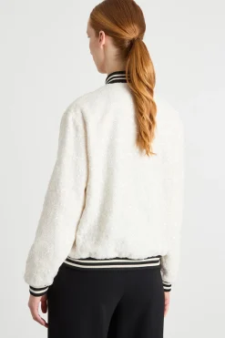 Bomber in stuoia con paillettes - Bianco Nero