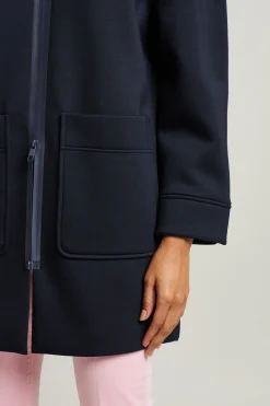 Bomber lungo in jersey compatto - Blu Notte