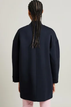 Bomber lungo in jersey compatto - Blu Notte
