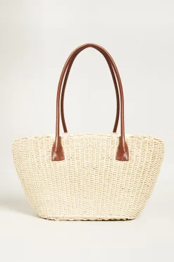 Borsa con disegno ricamato - Paglia