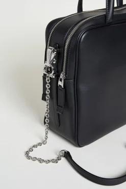 Borsa a bauletto media in pelle - Nero