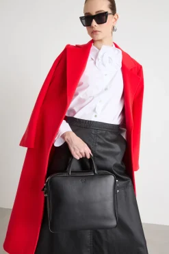 Borsa a bauletto media in pelle - Nero